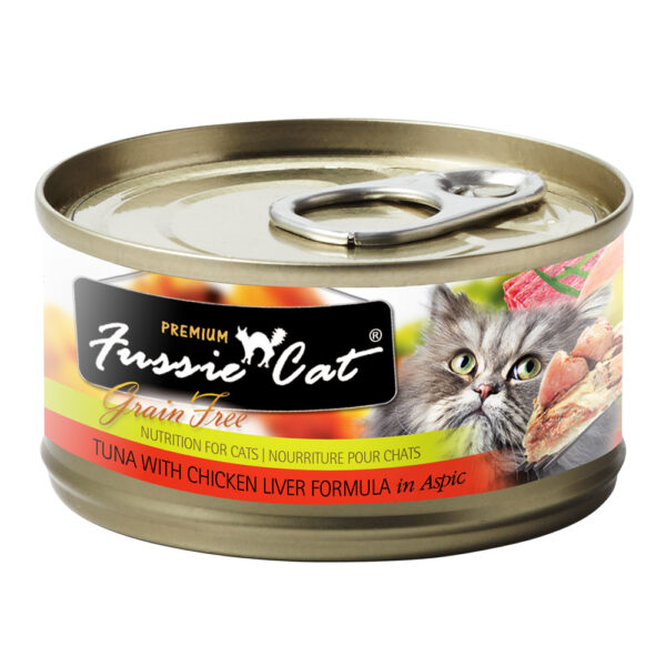 Premium Fussie Cat Grain Free Tuna with Chicken Liver in Aspic Formula Canned Cat Food