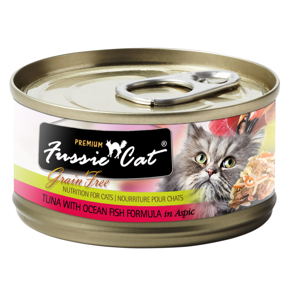 Premium Fussie Cat Grain Free Tuna with Ocean Fish in Aspic Formula Canned Cat Food