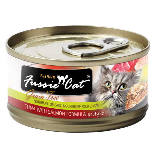 Premium Fussie Cat Grain Free Tuna with Salmon in Aspic Formula Canned Cat Food