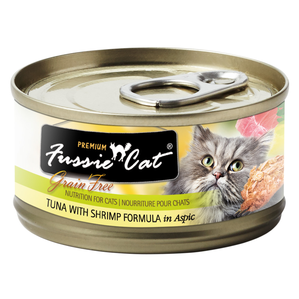 Premium Fussie Cat Grain Free Tuna with Shrimp in Aspic Formula Canned Cat Food