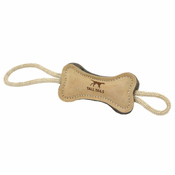 Tall Tails Natural Leather Bone Tug Toy
