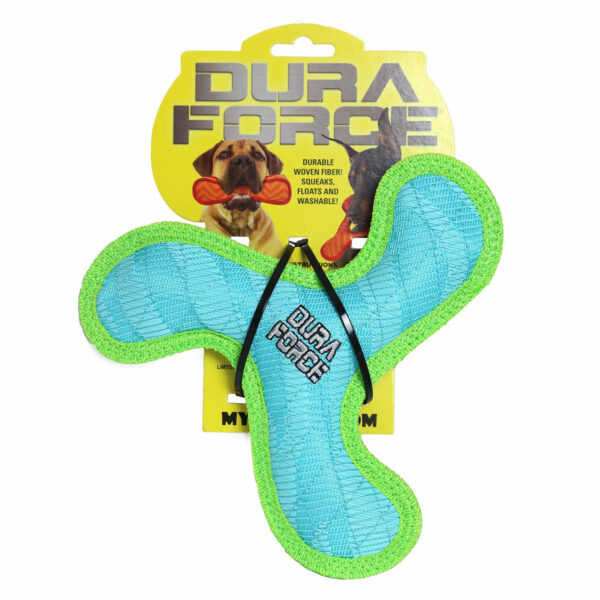 Duraforce JR Boomerang Blue Green Dog Toy