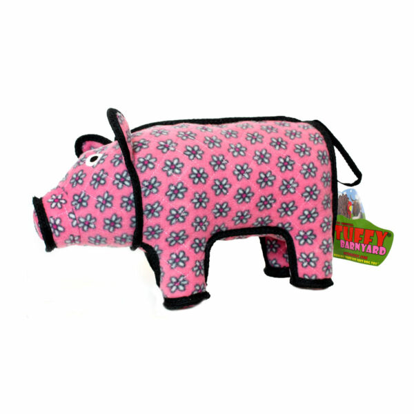 Tuffy Barnyard Pig Pink Flower Dog Toy