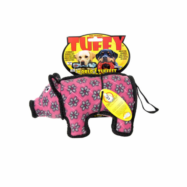Tuffy JR Barnyard Pig Pink Flower Dog Toy