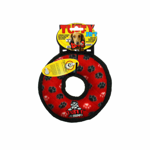 Tuffy JR Ring Red Paw Dog Toy
