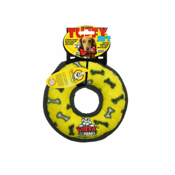 Tuffy JR Ring Yellow Bone Dog Toy