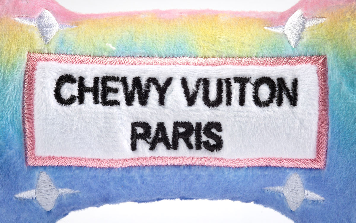 OMBRE PASTEL MULTI Chewy Vuitton BONE Size XL NWT DOG TOY PLUSH DESIGNER  SPOOF