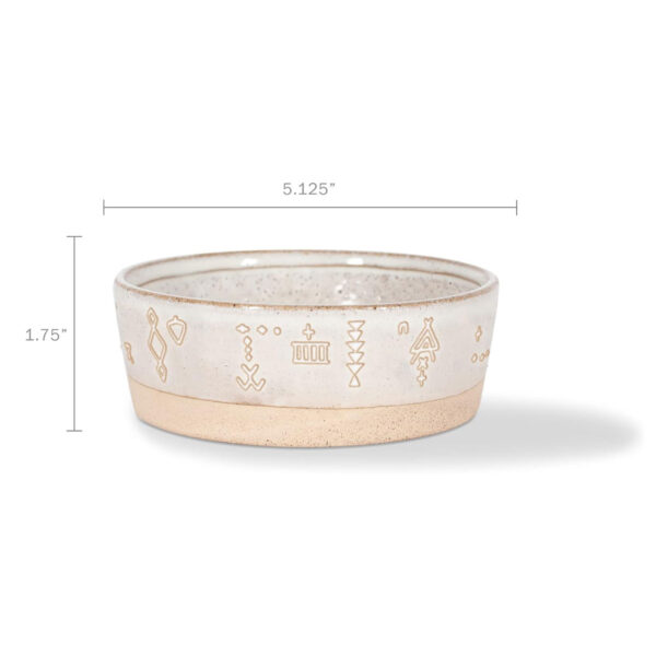 PetShop Tribal Marks White Stoneware Pet Bowl