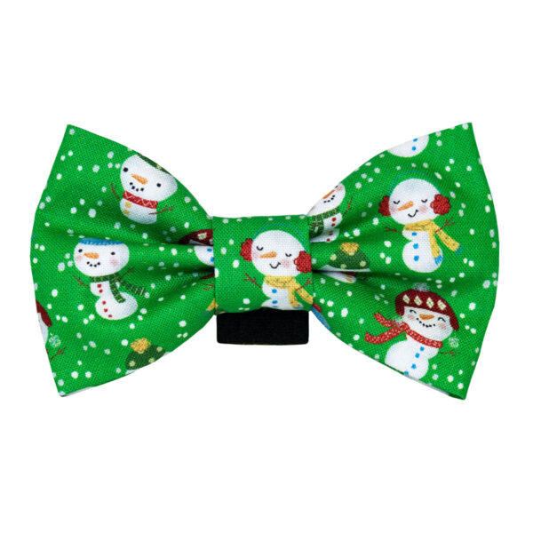 christmas green snowmen dog bowtie