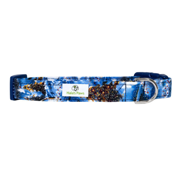 Sparkling Christmas Trees on Blue Winter Wonderland dog collar