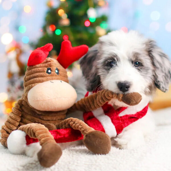 holiday reindeer small dog toy