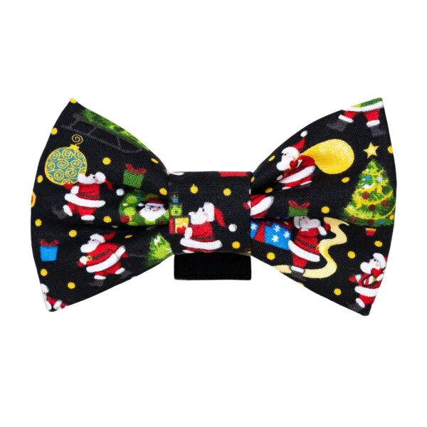 Santa's Night Holiday Bowtie Dog Collar Accessory