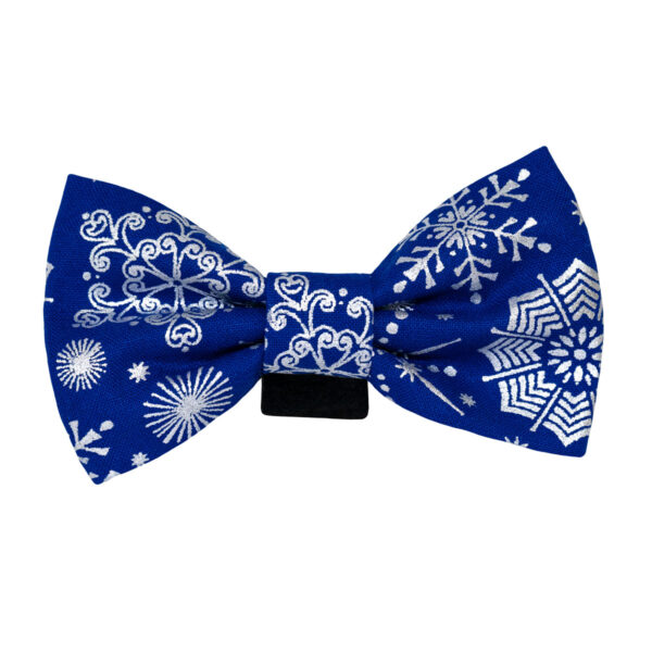 Shiny Blue Snowflakes Holiday Dog Bow Tie Collar Accessory