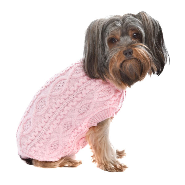 Parisian Pet Cable Knit Pink Dog Sweater