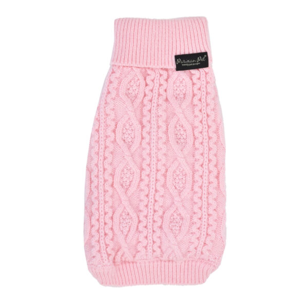 Parisian Pet Cable Knit Pink Dog Sweater