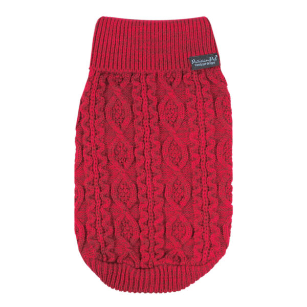 Parisian Pet Cable Knit Red Dog Sweater