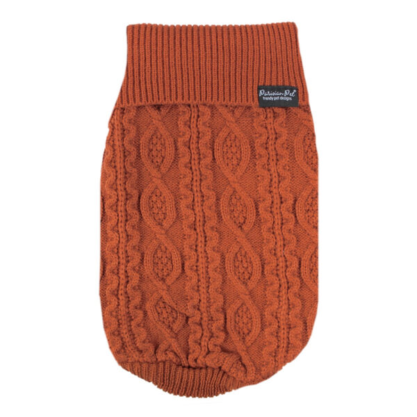 Parisian Pet Cable Knit Terracotta Dog Sweater