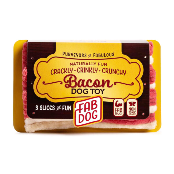 Fabdog Packaged Bacon Crinkly Dog Toy