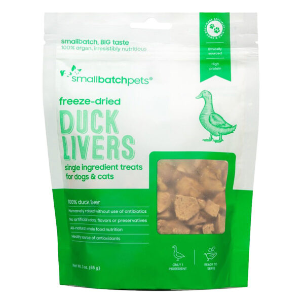 smallbatch freeze-dried duck livers dog and cat treats