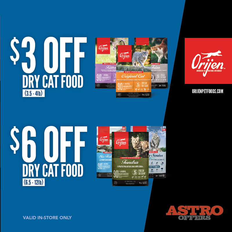 ORIJEN Cat | Dollars OFF ORIJEN Dry Cat Food Get $3.00 OFF 3.5-4lb bags and $6.00 OFF 6.5-12lb bags of ORIJEN Cat Food recipes.