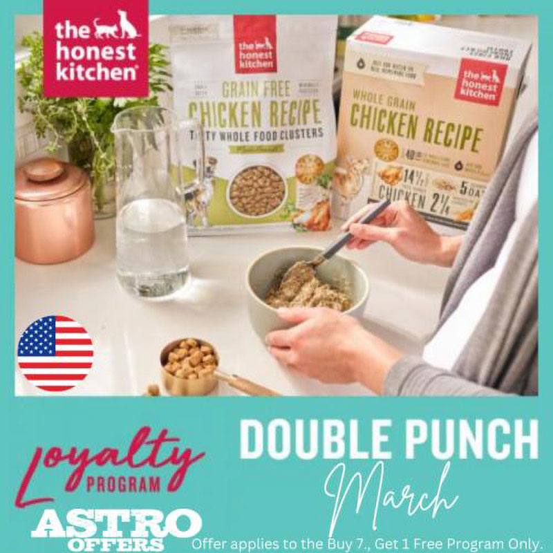 The Honest Kitchen | Earn Double Punches! Buy any item that qualifies for The Honest Kitchen Buy 7, Get 1 Free Frequent Buyer Program and earn an additional card punch on the Frequent Buyer Program Card!