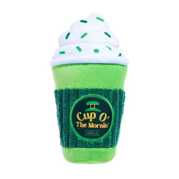 Bark St. Patrick's Day Cup O' Mornin' Coffee Plush Dog Toy