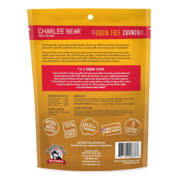 Charlee Bear Grain Free Crunch PB & Banana Flavor Dog Treats (back)