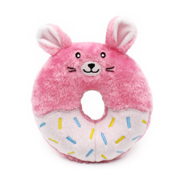 ZippyPaws Easter Donutz Buddies Bunny Plush Dog Toy (No Stuffing)