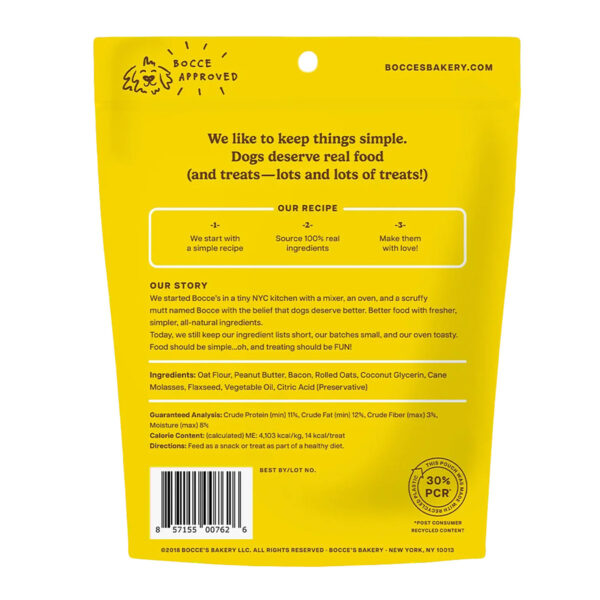 Bocce's Bakery Bac'n Nutty Everyday Soft & Chewy Dog Treats (back)