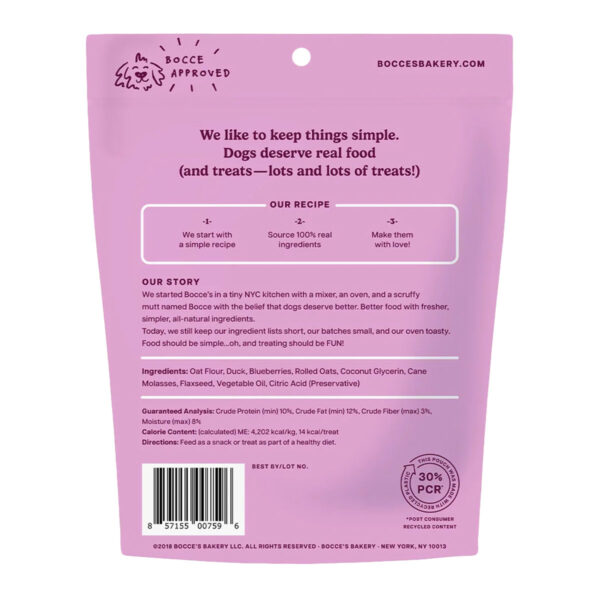Bocce's Bakery Quack, Quack, Quack Everyday Soft & Chewy Dog Treats (back)