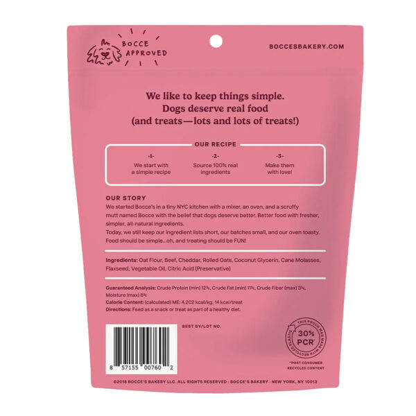 Bocce's Bakery Say Moo Everyday Soft & Chewy Dog Treats (back)