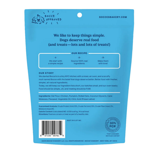 Bocce's Bakery Sunday Roast Everyday Soft & Chewy Dog Treats (back)