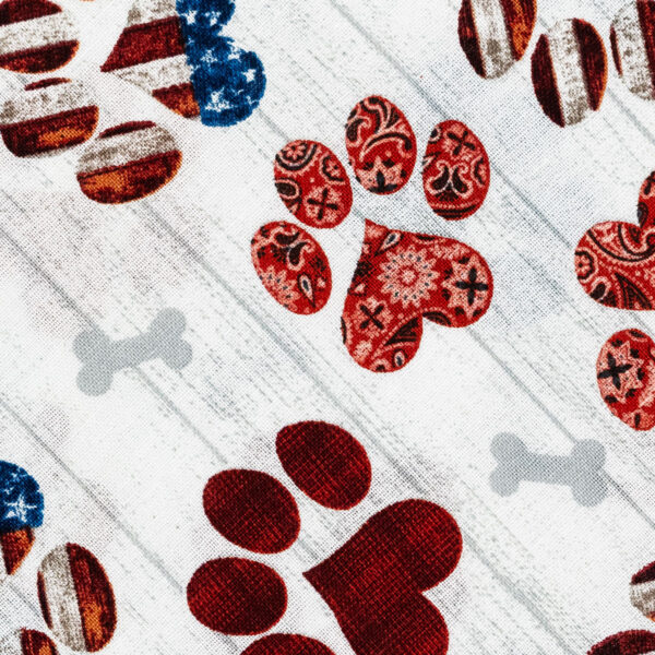 4th of July dog bandana red, white and blue puppy paws