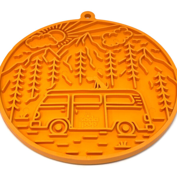 SodaPup Emat Camp Design Enrichment Dog Lick Mat (Orange)