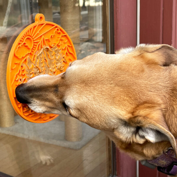 SodaPup Emat Camp Design Enrichment Dog Lick Mat (Orange)