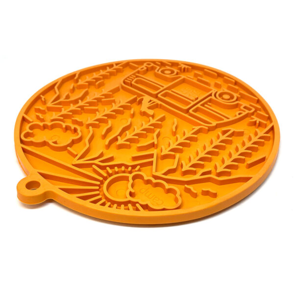 SodaPup Emat Camp Design Enrichment Dog Lick Mat (Orange)